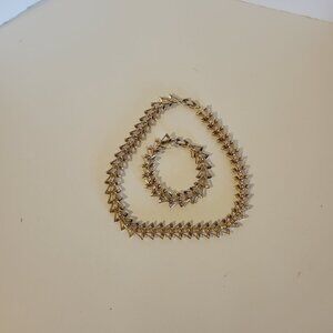 Vintage Pennino Brothers Demi Parure MCM/Art Deco Amber Rhinestone Set